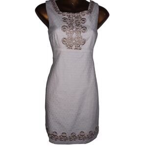 Lilly Pulitzer Sz 0 ADELSON Resort White & Gold Trim Dress